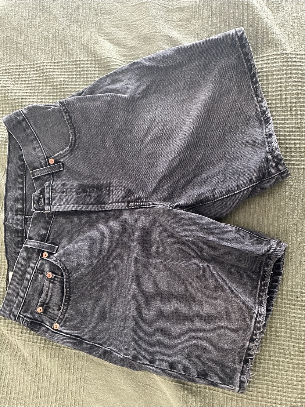 Levi’s 501 High-Waist Washed Dark Gray Denim Shorts